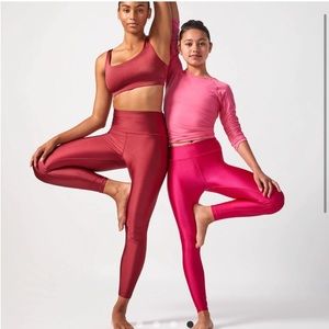 Athleta Elation Shine Tight in color way Decadent Red